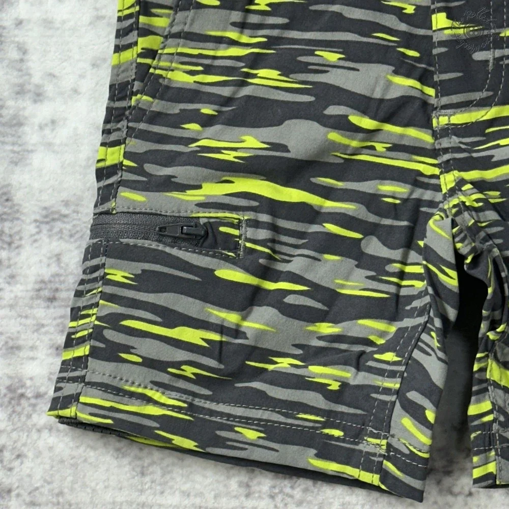 NWT Eddie Bauer Boys Ranger Shorts XXS Size 4 Yellow Grey Camouflage‎ Stretch